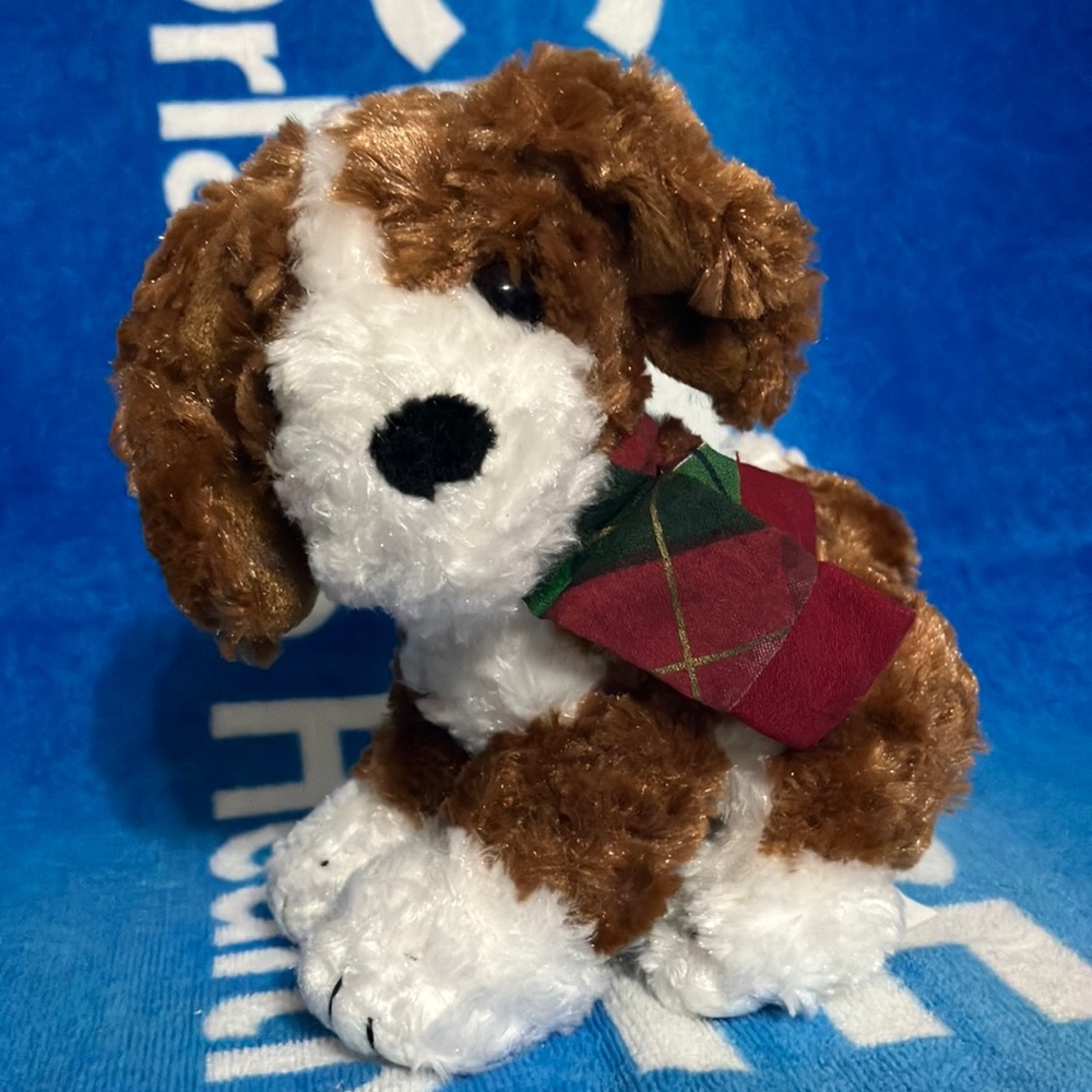 Christmas dog plush about 6” tall